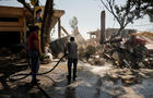 Aftermath of an Israeli strike on residential buildings in the Lebanese village Maaysrah, north of Beirut 