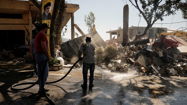 Aftermath of an Israeli strike on residential buildings in the Lebanese village Maaysrah, north of Beirut 