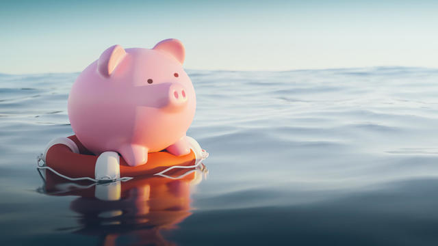 Piggy Bank On Lifebuoy, 3d Render 