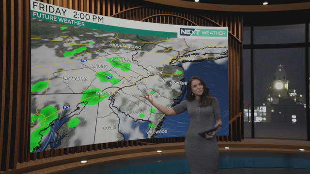 A weather graphic showing that Thursday will be sunny or partly cloudy with temperatures ranging from 59 to 74 