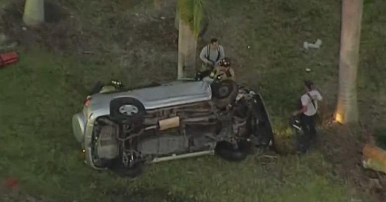 Person rushed to the hospital after rollover crash in NE Miami-Dade
