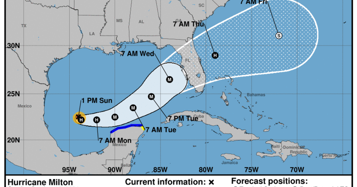 Los mapas muestran la trayectoria del huracán Milton mientras los meteorólogos predicen que tocará tierra en Florida esta semana