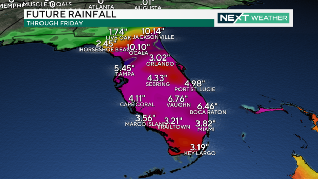 Future rainfall in Florida due to Milton 