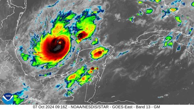 A satellite image shows Hurricane Milton 