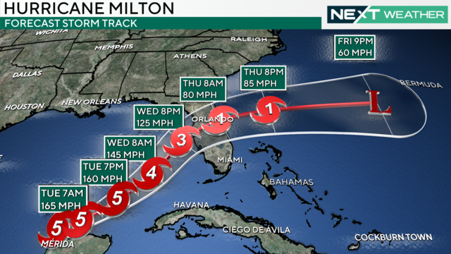 A weather map showing the hurricane path 