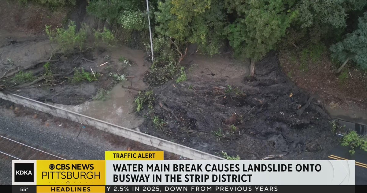 Water main break leads to landslide in the Strip District - CBS Pittsburgh