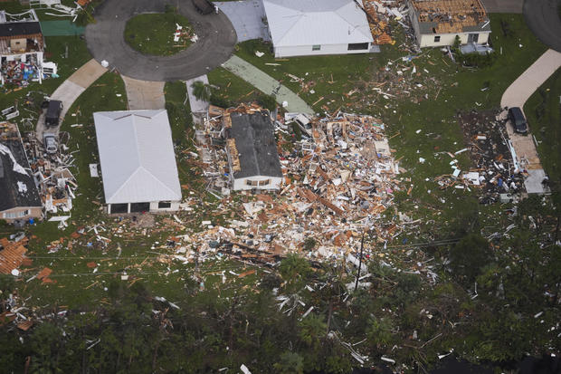 Business City News Neighborhoods destroyed by tornadoes are seen in this aerial photo in the aftermath of Hurricane Milton, Oct. 10, 2024, in Fort Pierce, Florida. 