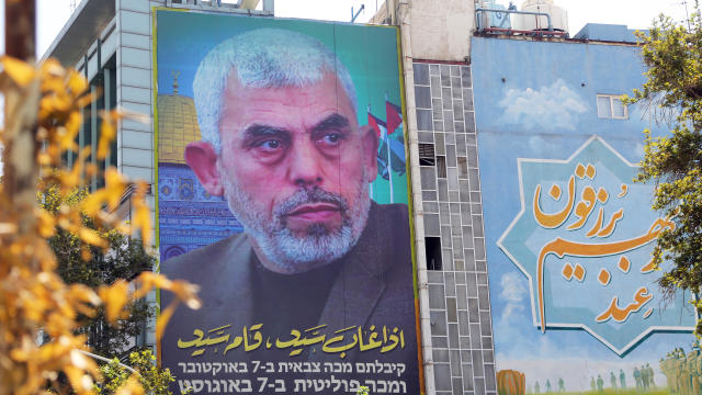 Posters featuring Hamas' new political chief Sinwar in Tehran 