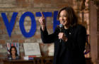 Vice President Kamala Harris speaks during a campaign event in Detroit, Michigan, on Oct. 15, 2024. 