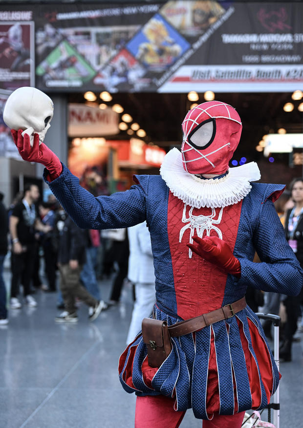 People wearing costumes and makeup visit New York Comic-Con 2024 held at Jacob K. Javits Center in New York, United States on October 17, 2024. 