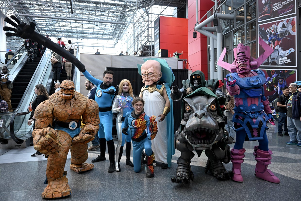People wearing costumes and makeup visit New York Comic-Con 2024 held at Jacob K. Javits Center in New York, United States on October 17, 2024.