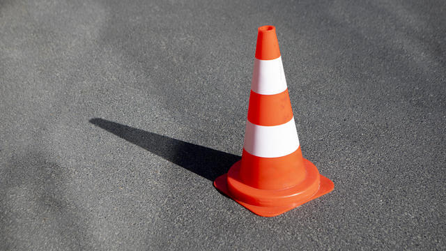 Traffic cone on a road 