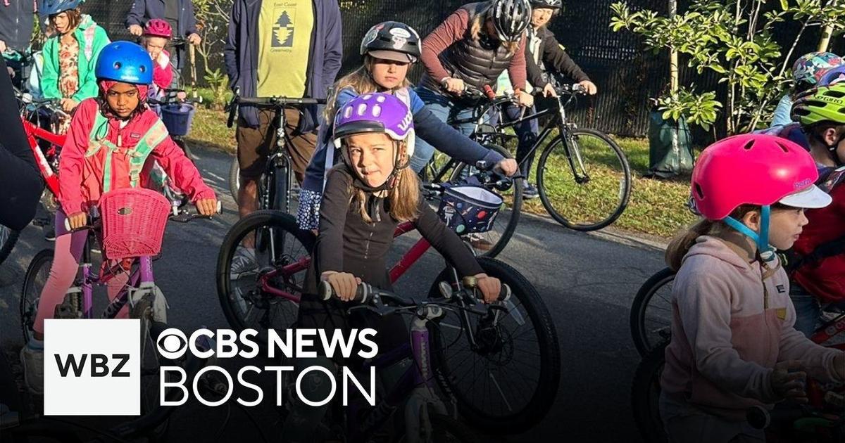 Friday is ‘bike bus day’ for children at this primary school in Massachusetts