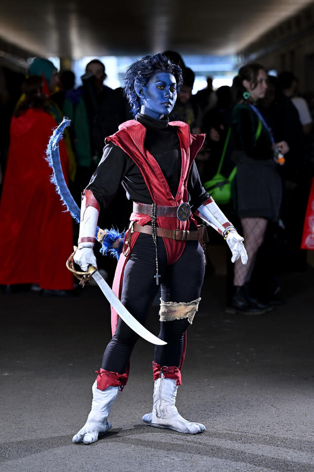 Cosplayer posing as Nightcrawler during New York Comic Con at the Jacob K. Javits Convention Center on October 18, 2024 in New York City. 