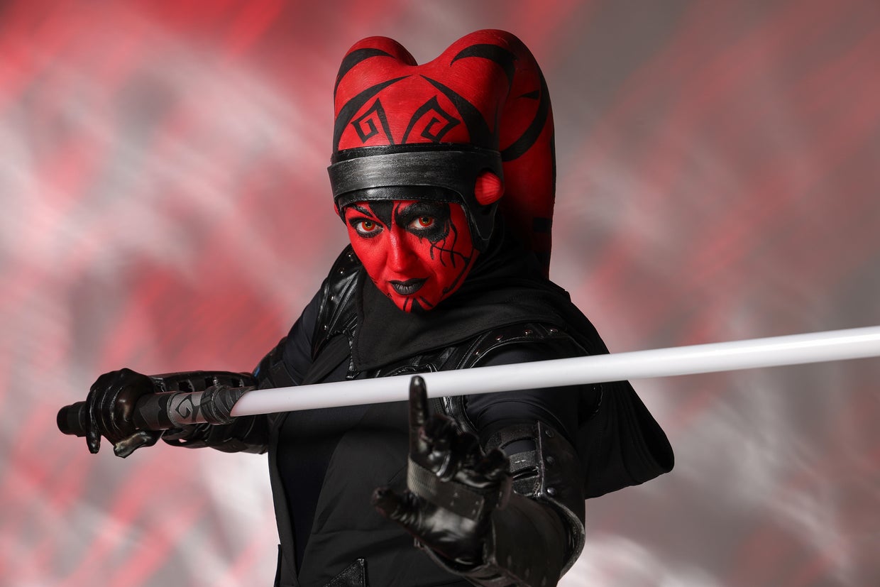 A cosplayer dressed as the character Darth Talon poses for a photo during New York Comic Con at Jacob Javis Center on October 18, 2024 in New York City.