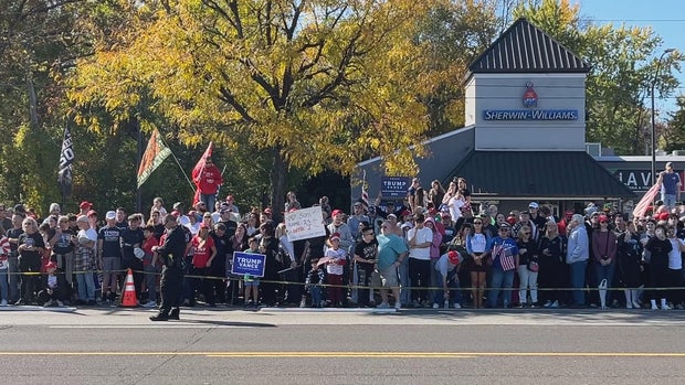 Crowds outside a McDonald's in Bucks County ahead of former President Trump's arrival
