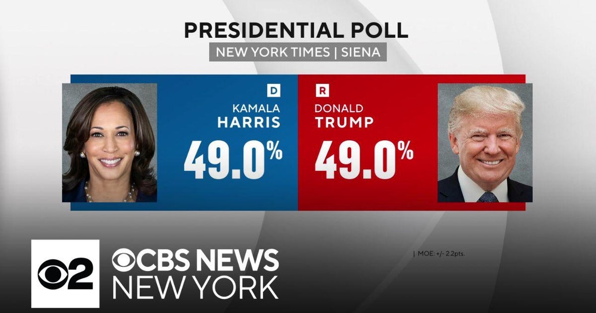 New York Times poll has Harris and Trump in a dead heat - CBS New York