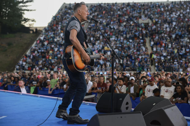 Bruce Springsteen performs at a rally for Kamala Harris