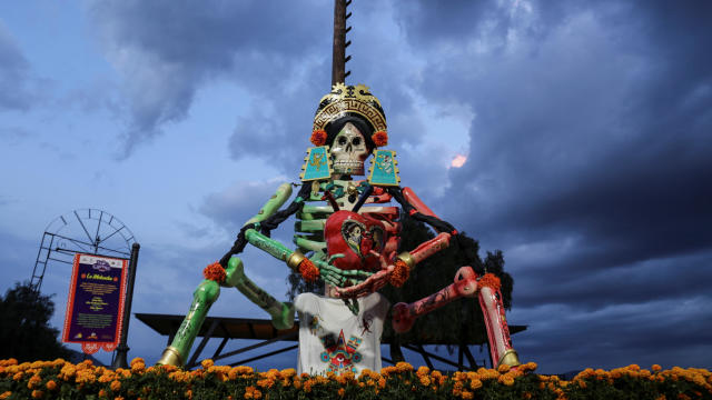 A view of a Catrina Monumental representing La Malinche as part of the Day of the Dead festivities in Atlixco 