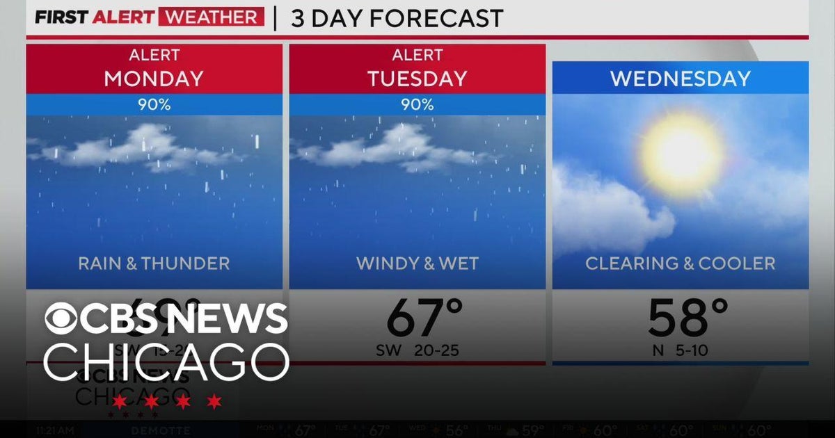 More rain coming Monday night and Tuesday morning - CBS Chicago