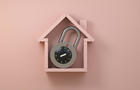 House with padlock, protection, investment, value concept. 3D illustration render. 