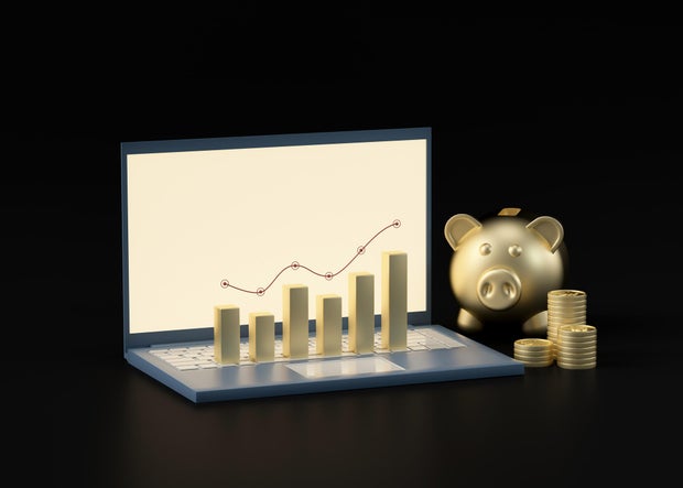 Computer and Rising Economic Trend Chart