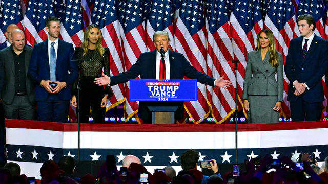 Former President Donald Trump speaks during an election night event 