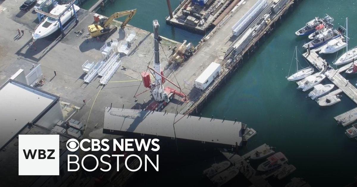 Boat in Boston Harbor crushed in crane collapse - CBS Boston