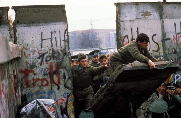 The Berlin Wall opening in Berlin, Germany on November, 1989- 