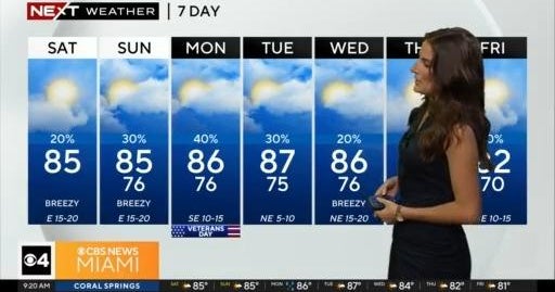 South Florida weather for Saturday11/9/24 9AM - CBS Miami