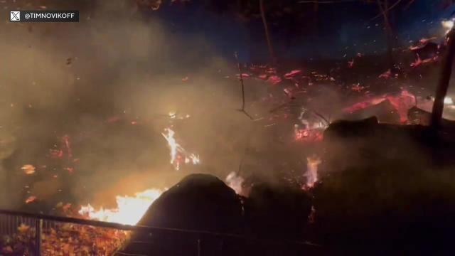 Flames can be seen in Prospect Park. 