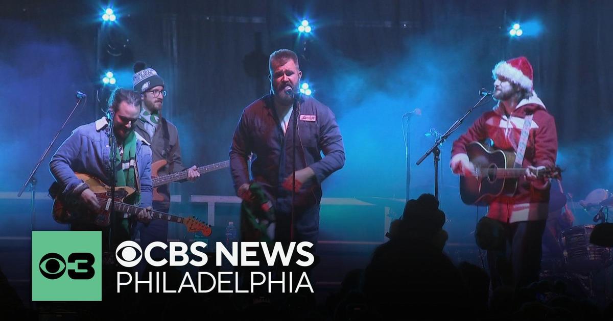 Jason Kelce joins Mt. Joy on stage ahead of Philadelphia Eagles game