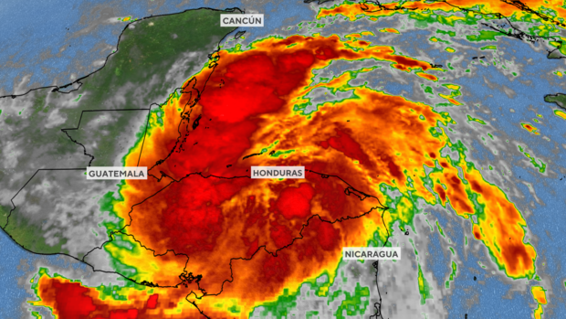 Satellite image of Tropical Storm Sara 