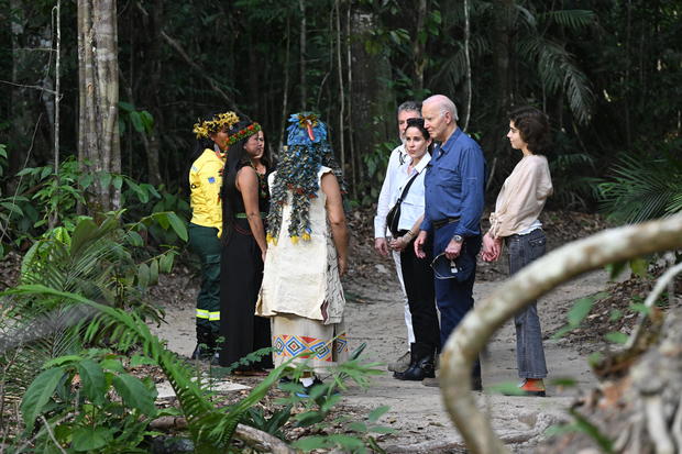 President Biden tours the Museu da Amazonia with his daughter, Ashley Biden and granddaughter Natalie Biden as they visit the Amazon Rainforest in Manaus, Brazil, on November 17, 2024, before heading to Rio de Janeiro for the G20 Summit. 