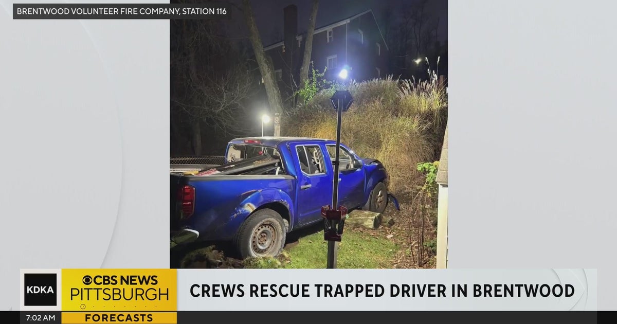 Driver rescued after driving over hillside - CBS Pittsburgh