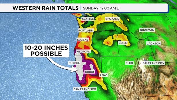 Rainfall forecast map - Pacific Northwest 