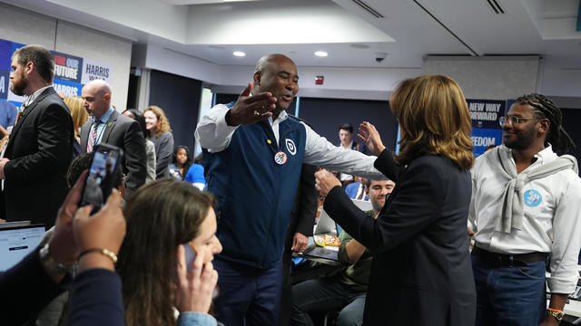 Democratic Presidential Nominee Vice President Kamala Harris Visits The Democratic National Committee Headquarters On Election Day 