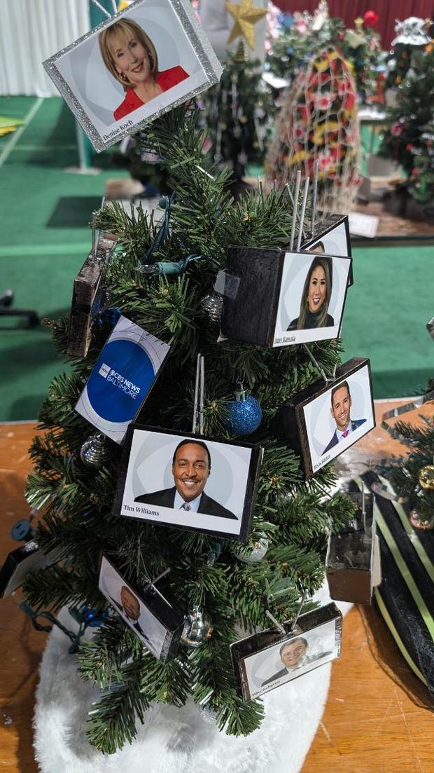 A CBS News Baltimore-themed holiday tree designed by Kelsey Kushner and Dawn Brown. 