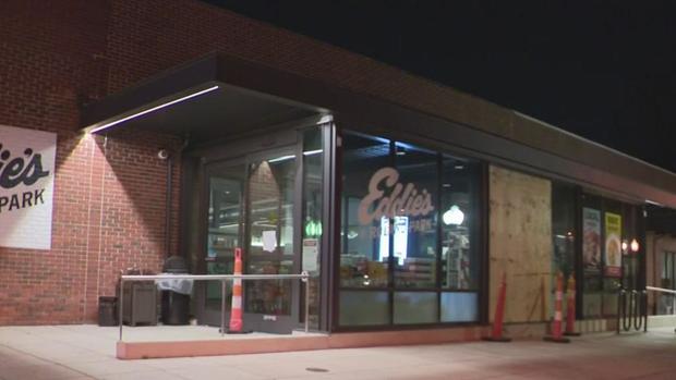 Eddie's of Roland Park was open Tuesday, a day after a car crashed into the window. 