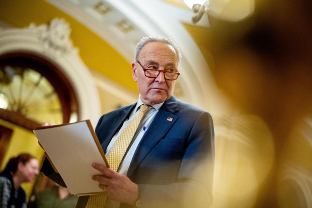 Senate Majority Leader Chuck Schumer appears for a news conference following the weekly Senate Democratic policy luncheon at the U.S. Capitol on Nov. 19, 2024, in Washington, D.C. 