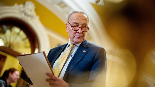 Senate Majority Leader Chuck Schumer appears for a news conference following the weekly Senate Democratic policy luncheon at the U.S. Capitol on November 19, 2024 in Washington, DC. 