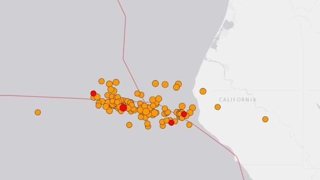 Northern California coast aftershock map 