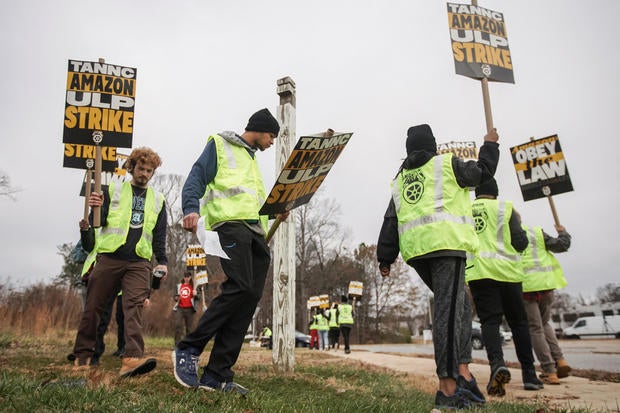 Strike by Teamsters union members at the Amazon facility in Alpharetta 