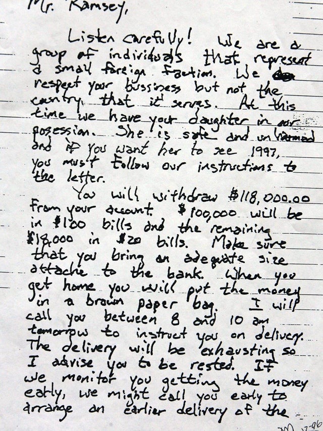 jonbenet ramsey autopsy JonBenét Ramsey murder case: The ransom note and other evidence - CBS News