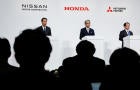 Honda, Nissan and Mitsubishi Motors hold a joint press conference on their merger talks 