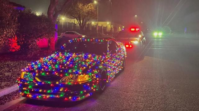 Car with Christmas lights 