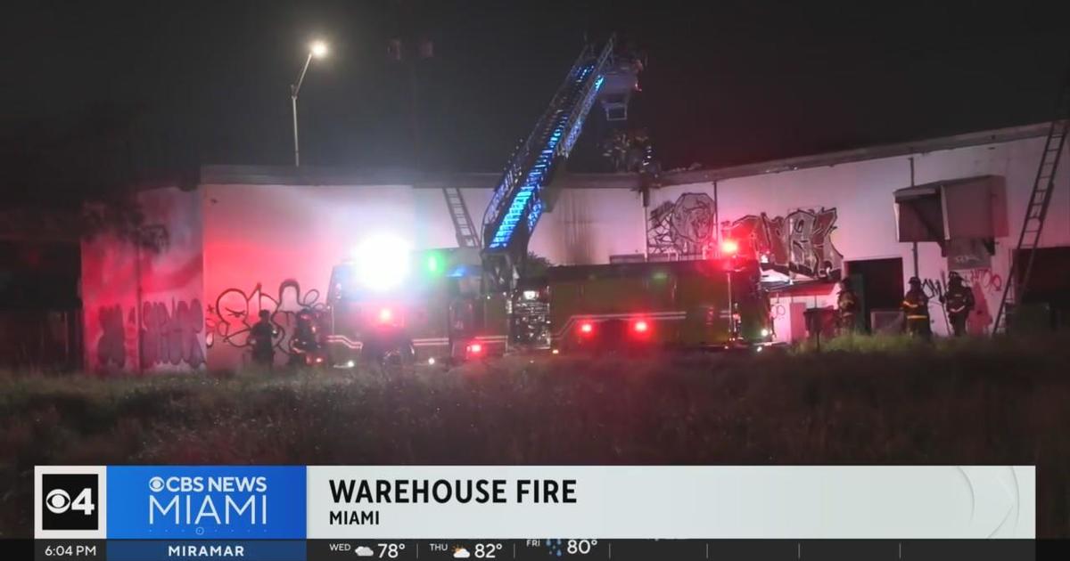 Warehouse on fire in Miami