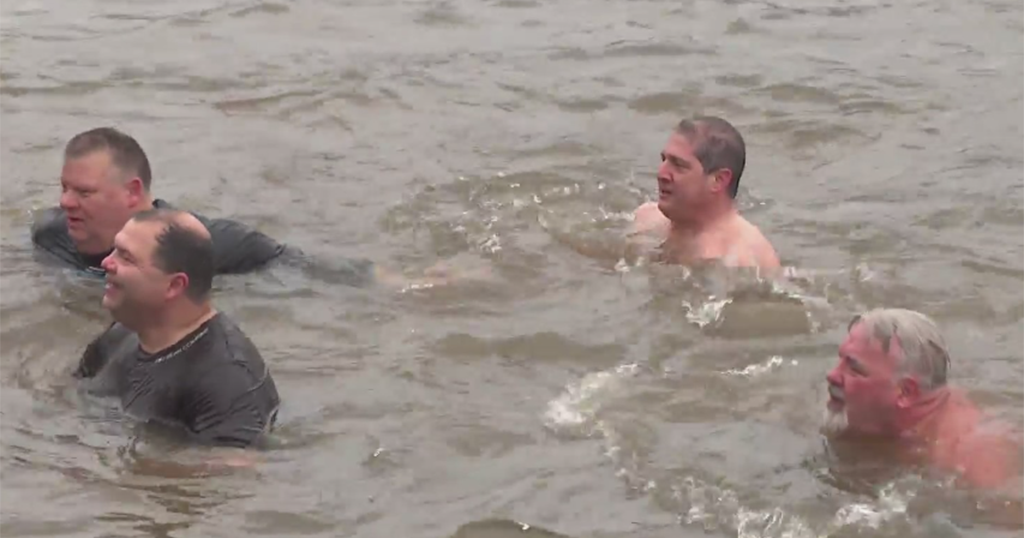 Hundreds brave cold river waters in Pittsburgh for annual Polar Bear Plunge