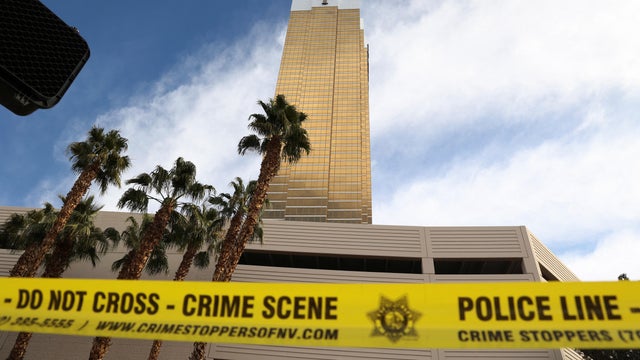 Scene of Tesla Cybertruck that burned at the entrance of Trump Tower in Las Vegas 