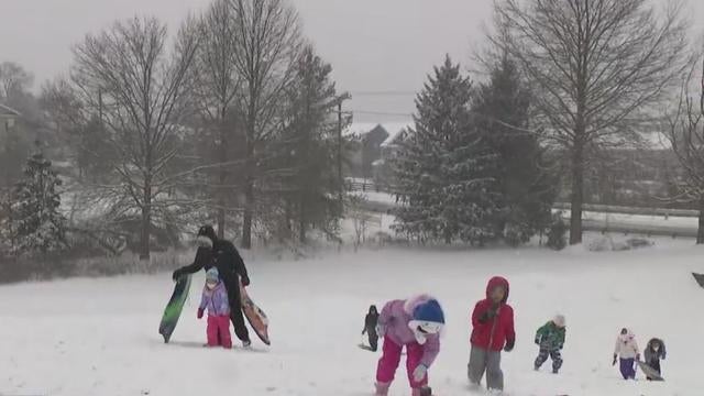 Sledding in Ellicott City, Maryland 